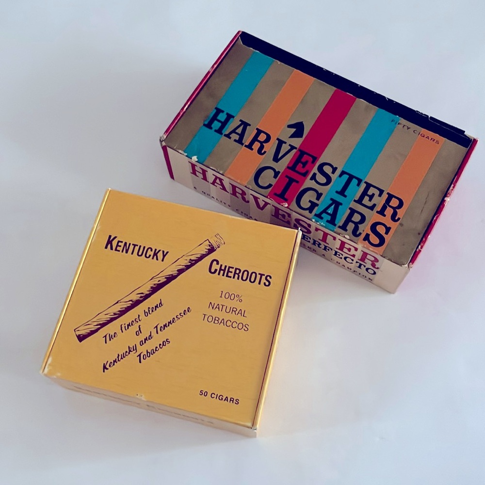 2 Vintage CIGAR BOXES Harvester Kentucky Cheroots Avanti Cigar Co. Scranton PA